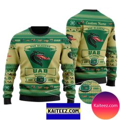 NCAA UAB Blazers Custom Name Ugly Christmas Sweater