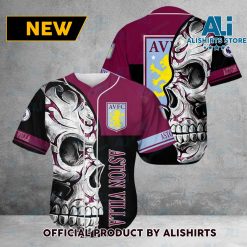 Aston Villa FC Black Claret Skull Baseball Jersey