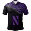 NCAA Northwestern Wildcats Grunge Polynesian Tattoo Polo Shirt