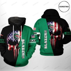 NCAA UAB Blazers US Flag Skull Pullover Hoodie