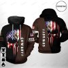 NCAA Wyoming Cowboys US Flag Skull Pullover Hoodie