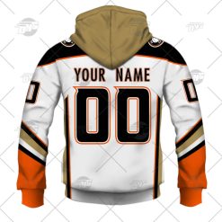 Alternative view of NHL Anaheim Ducks Custom Name Number 2022 Away Jersey Zip Up Hoodie