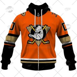 NHL Anaheim Ducks Custom Name Number 2022 Alternate Jersey Zip Up Hoodie