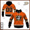 NHL Anaheim Ducks Custom Name Number 2022 Alternate Jersey Pullover Hoodie