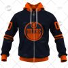 NHL Edmonton Oilers Custom Name Number Navy 2022 Alternate Jersey Zip Up Hoodie