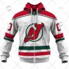 NHL New Jersey Devils Custom Name Number White Alternate Jersey Zip Up Hoodie