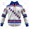 NHL New York Rangers Custom Name Number White 2022 Away Jersey Zip Up Hoodie