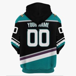 Alternative view of NHL Anaheim Ducks Custom Name Number Vintage Throwback Alternate Jersey Zip Up Hoodie