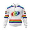 NHL Carolina Hurricanes Custom Name Number White LGBT Pride Jersey Pullover Hoodie
