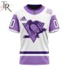 NHL Pittsburgh Penguins Custom Name Number Hockey Fights Cancer Jersey T-Shirt