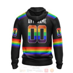 Alternative view of NHL Anaheim Ducks Custom Name Number Black LGBT Pride Jersey Zip Up Hoodie