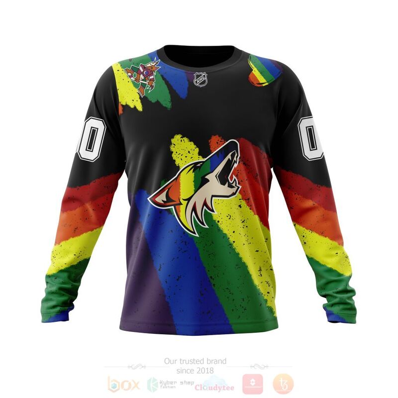 NHL Arizona Coyotes Custom Name Number LGBT Pride Grunge Sweatshirt NHL Arizona Coyotes Custom Name Number LGBT Pride Grunge Sweatshirt