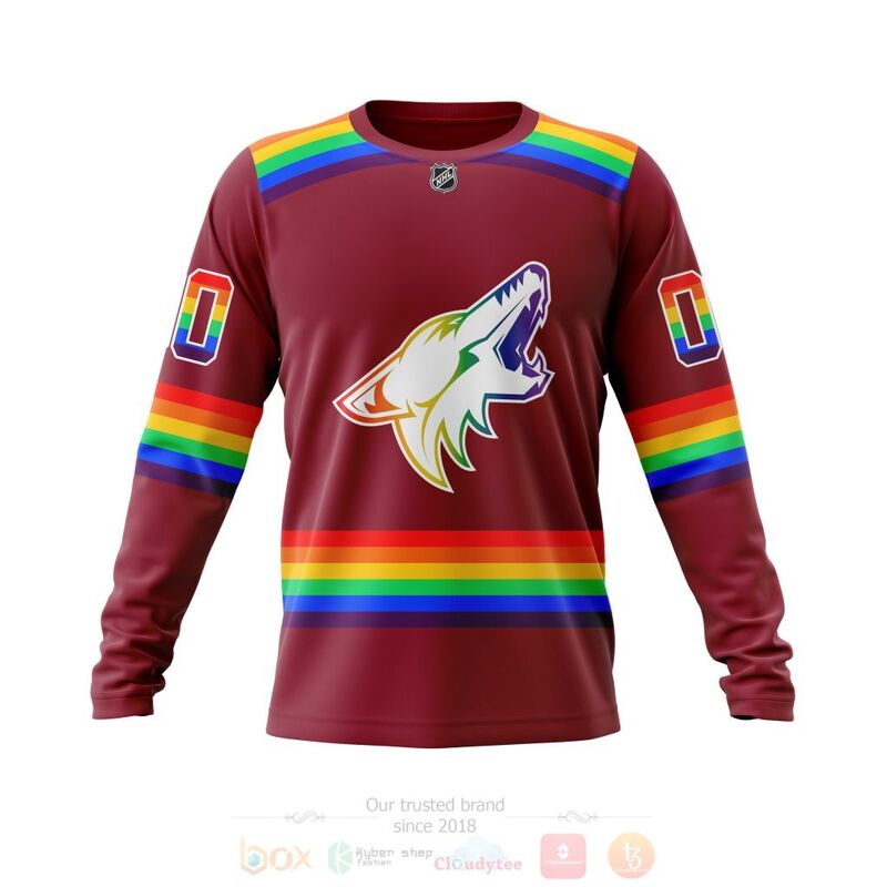NHL Arizona Coyotes Custom Name Number LGBT Pride Red Jersey Sweatshirt NHL Arizona Coyotes Custom Name Number LGBT Pride Red Jersey Sweatshirt