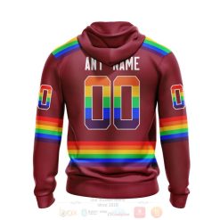 Alternative view of NHL Arizona Coyotes Custom Name Number LGBT Pride Red Jersey Zip Up Hoodie