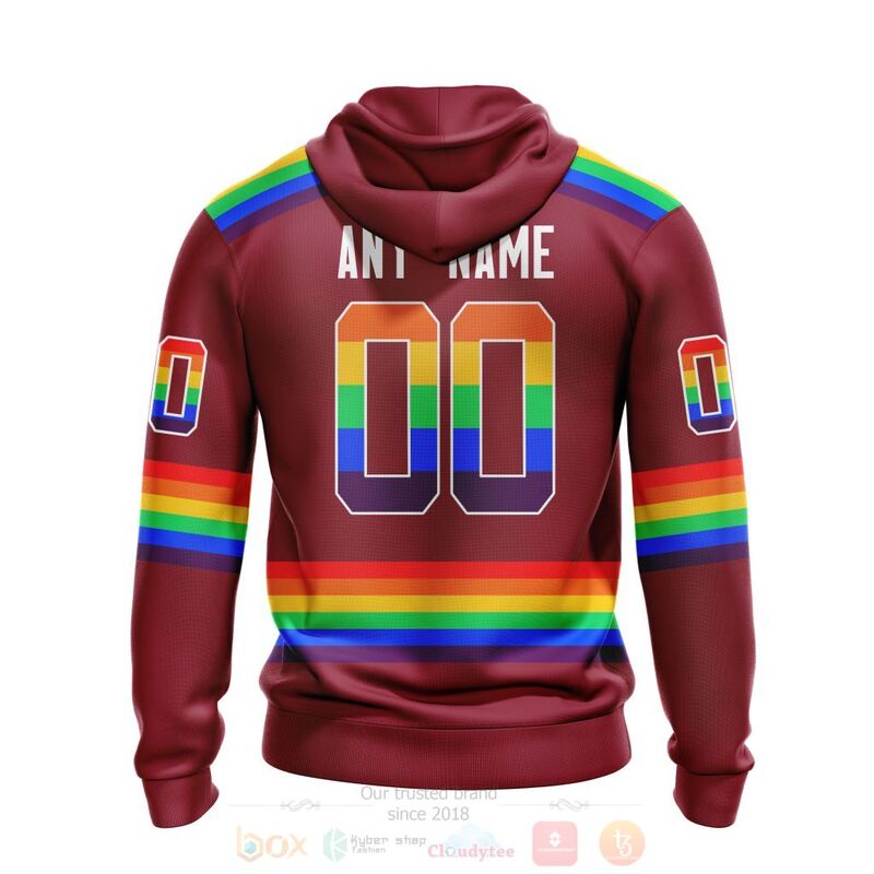 NHL Arizona Coyotes Custom Name Number LGBT Pride Red Jersey Zip Up Hoodie NHL Arizona Coyotes Custom Name Number LGBT Pride Red Jersey Zip Up Hoodie