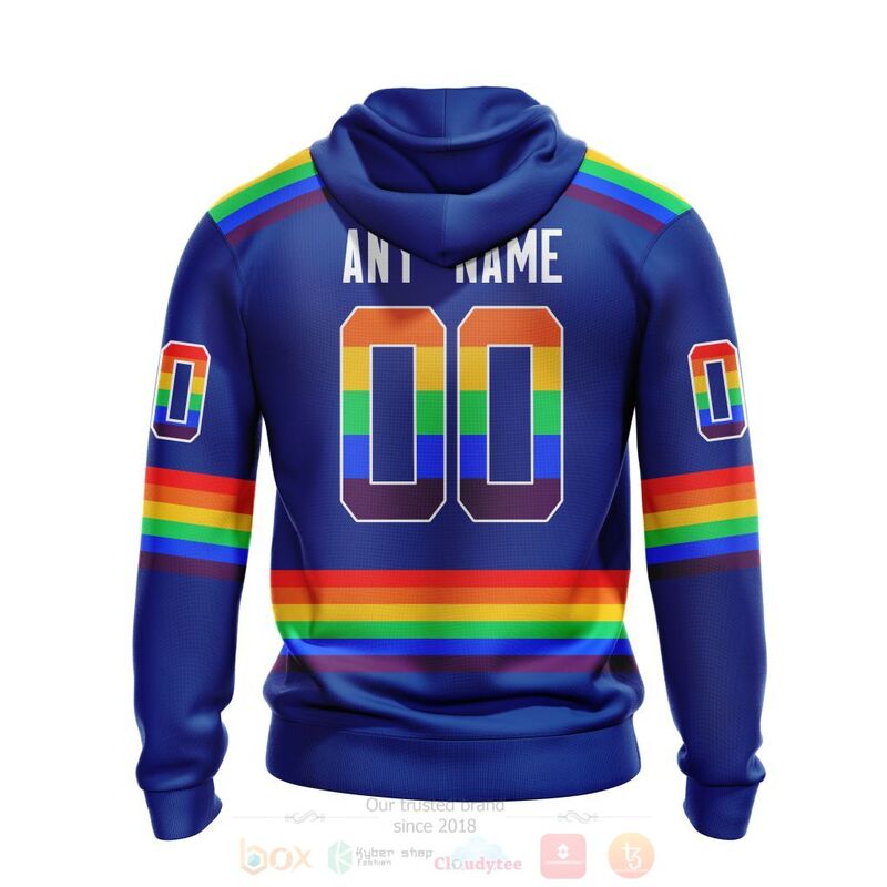NHL Buffalo Sabres Custom Name Number Blue LGBT Pride Jersey Zip Up Hoodie
