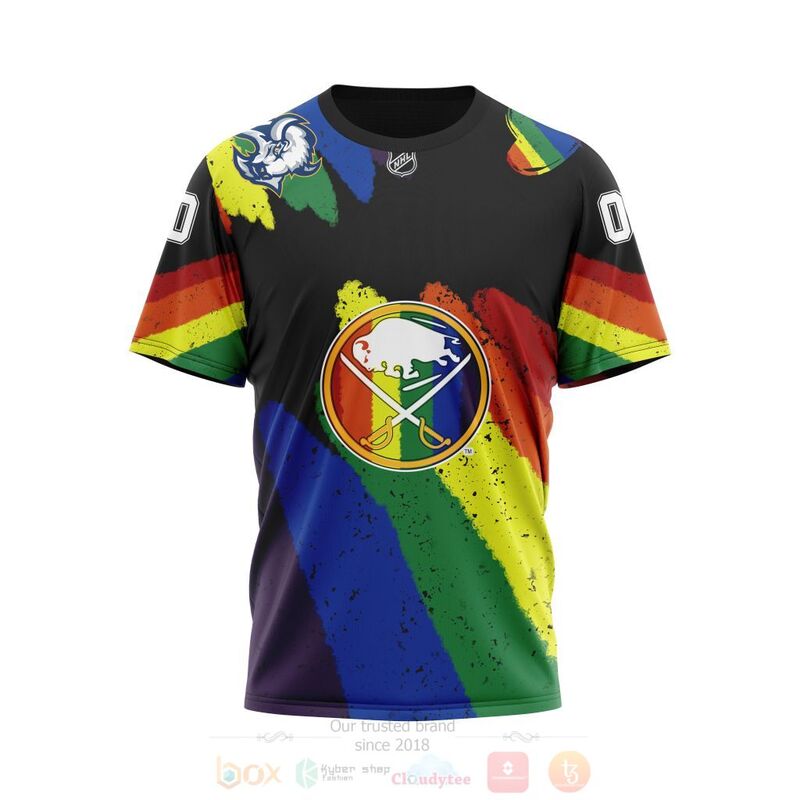 NHL Buffalo Sabres Custom Name Number LGBT Pride Grunge T-Shirt NHL Buffalo Sabres Custom Name Number LGBT Pride Grunge T-Shirt