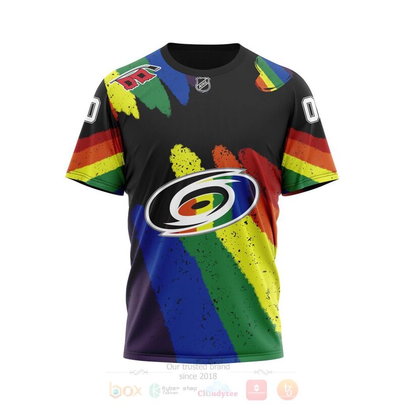 NHL Carolina Hurricanes Custom Name Number LGBT Pride Grunge T-Shirt