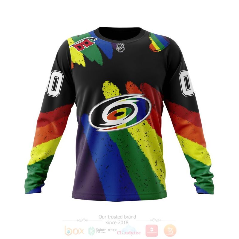 NHL Carolina Hurricanes Custom Name Number LGBT Pride Grunge Sweatshirt