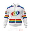 NHL Carolina Hurricanes Custom Name Number White LGBT Pride Jersey Zip Up Hoodie