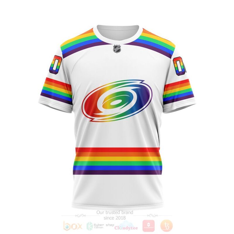 NHL Carolina Hurricanes Custom Name Number White LGBT Pride Jersey T-Shirt NHL Carolina Hurricanes Custom Name Number White LGBT Pride Jersey T-Shirt