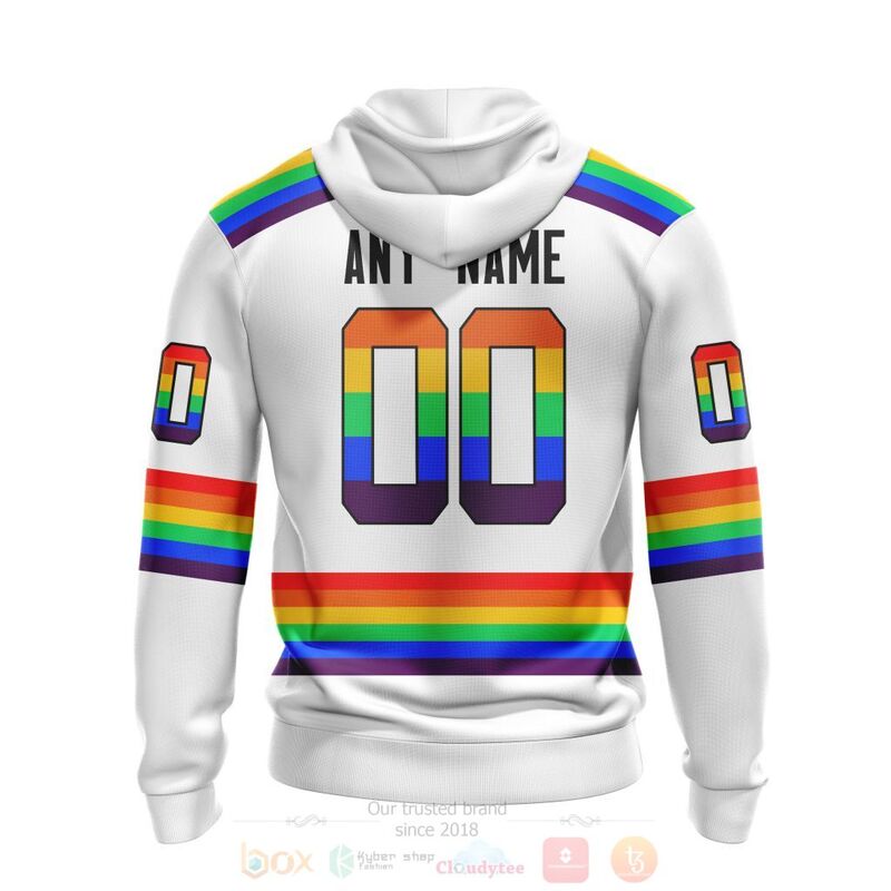 NHL Carolina Hurricanes Custom Name Number White LGBT Pride Jersey Zip Up Hoodie