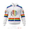 NHL Chicago Blackhawks Custom Name Number White LGBT Pride Jersey Zip Up Hoodie