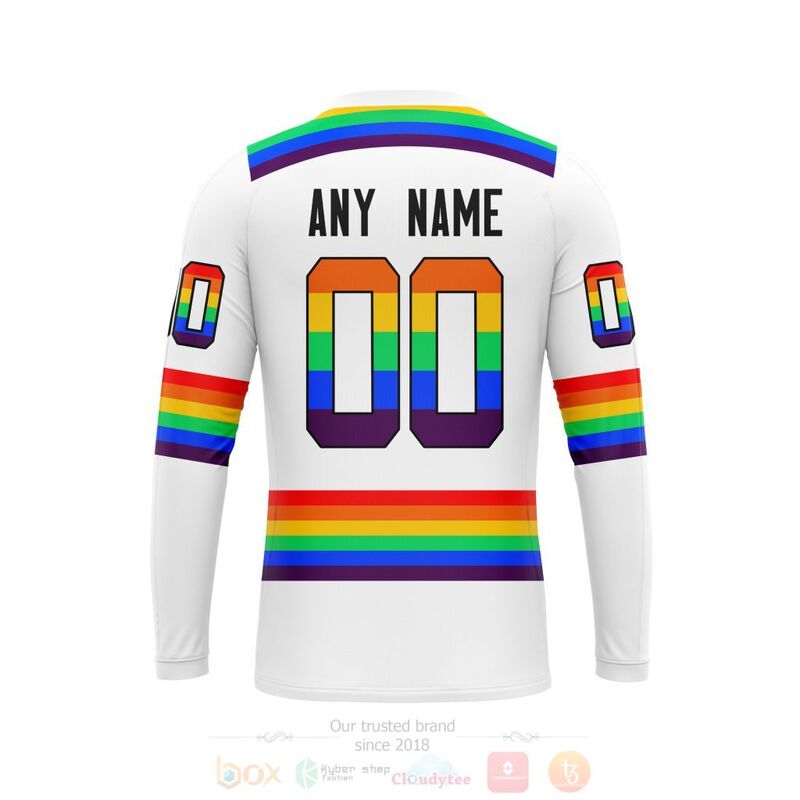 NHL Chicago Blackhawks Custom Name Number White LGBT Pride Jersey Sweatshirt NHL Chicago Blackhawks Custom Name Number White LGBT Pride Jersey Sweatshirt