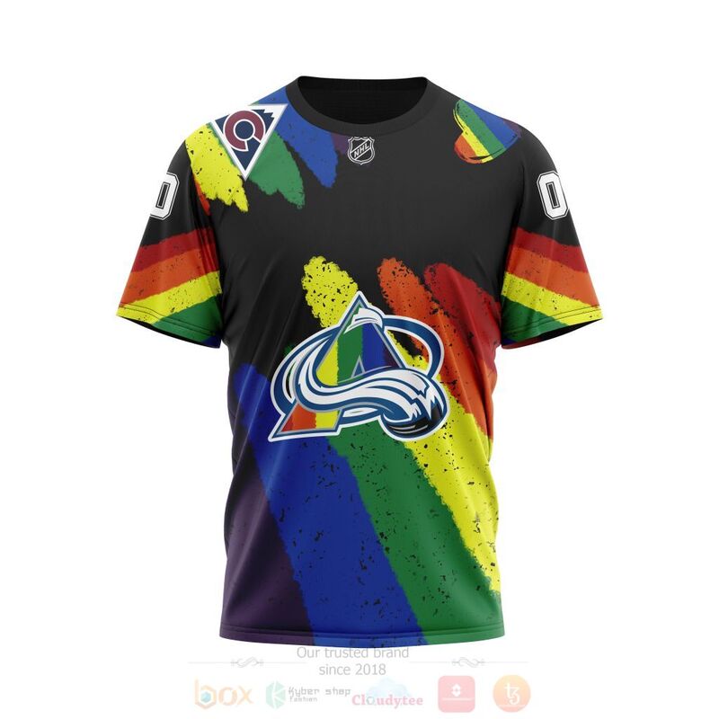 NHL Colorado Avalanche Custom Name Number LGBT Pride Grunge T-Shirt NHL Colorado Avalanche Custom Name Number LGBT Pride Grunge T-Shirt