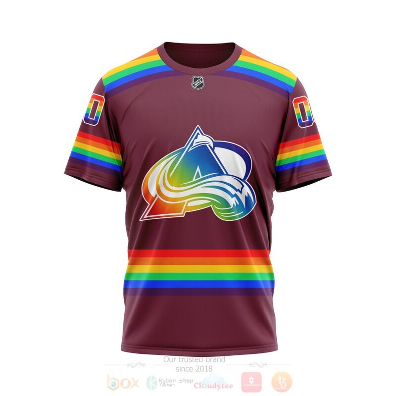 NHL Colorado Avalanche Custom Name Number LGBT Pride Jersey T-Shirt