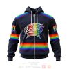 NHL Columbus Blue Jackets Custom Name Number LGBT Pride Jersey Zip Up Hoodie