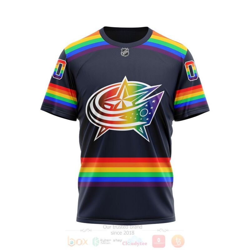 NHL Columbus Blue Jackets Custom Name Number LGBT Pride Jersey T-Shirt NHL Columbus Blue Jackets Custom Name Number LGBT Pride Jersey T-Shirt