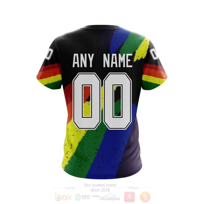 NHL Columbus Blue Jackets Custom Name Number LGBT Pride Grunge T-Shirt