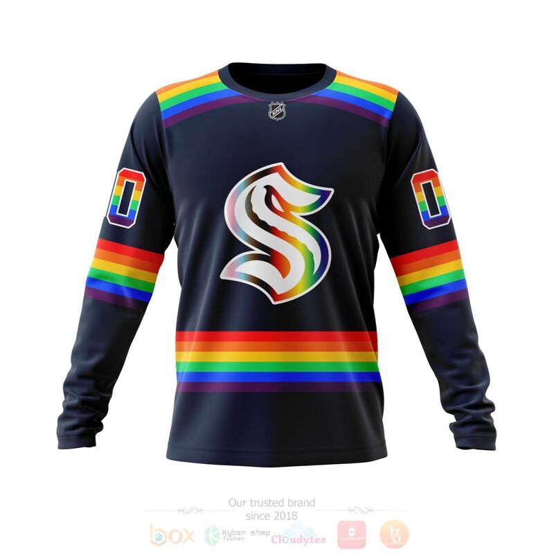 NHL Seattle Kraken Custom Name Number LGBT Pride Jersey Sweatshirt NHL Seattle Kraken Custom Name Number LGBT Pride Jersey Sweatshirt