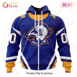 NHL Buffalo Sabres Custom Name Number 2022 Blue Reverse Retro Jersey Zip Up Hoodie
