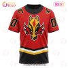 NHL Calgary Flames Custom Name Number 2021 Red Reverse Retro Alternalte Jersey T-Shirt