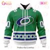 NHL Carolina Hurricanes Custom Name Number Green Reverse Retro Jersey Zip Up Hoodie