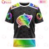 NHL Columbus Blue Jackets Custom Name Number LGBT Pride Hockey Is For Everyone T-Shirt