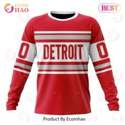 NHL Detroit Red Wings Custom Name Number Special Retro Redeisgn Jersey Sweatshirt