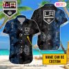NHL Los Angeles Kings Custom Name Blue GrayTropical Flowers Hawaiian Shirt