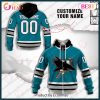 NHL San Jose Sharks Custom Name Number 2022 Home Jersey Zip Up Hoodie