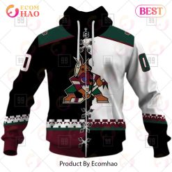 NHL Arizona Coyotes Custom Name Number 2023 Mix Jersey Zip Up Hoodie
