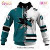 NHL San Jose Sharks Custom Name Number 2023 Mix Jersey Zip Up Hoodie
