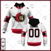 NHL Ottawa Senators Custom Name Number White 2022 Away Jersey Pullover Hoodie