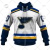 NHL St. Louis Blues Custom Name Number White 2022 Away Jersey Zip Up Hoodie