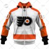 NHL Philadelphia Flyers Custom Name Number White 2022 Away Jersey Zip Up Hoodie