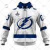 NHL Tampa Bay Lightning Custom Name Number White 2022 Stanley Cup Away Jersey Zip Up Hoodie