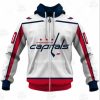 NHL Washington Capitals Custom Name Number 2020 Away Jersey Zip Up Hoodie