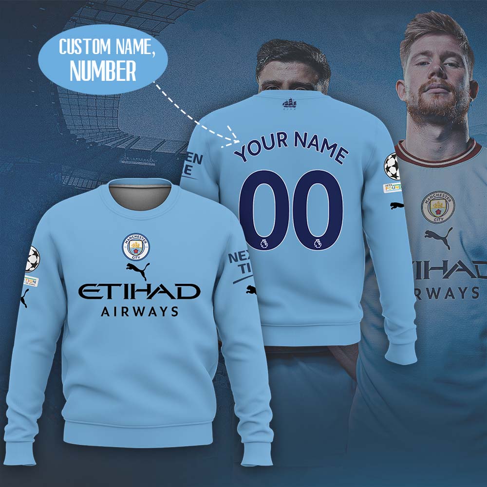 Manchester City Custom Name Number Home Jersey Sweatshirt