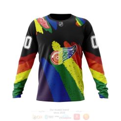 NHL Detroit Red Wings Custom Name Number LGBT Pride Grunge Sweatshirt